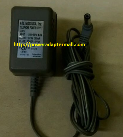 NEW Atlinks USA Mod# 5-2617 9V 200 MA Class 2 Telephone Power Supply Adapter NEW Atlinks USA Mod# 5-2617 9V 200 MA Class 2 Telephone Power Supply Adapter