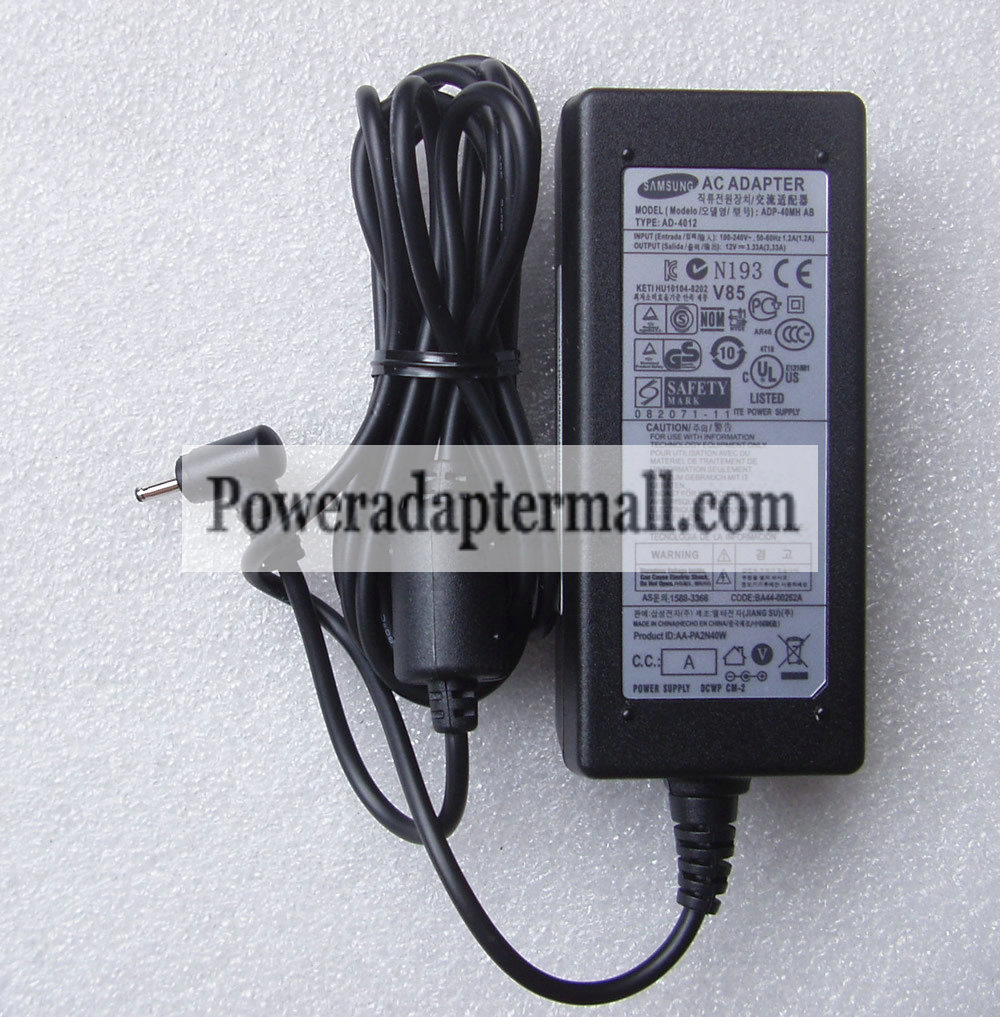 Samsung AA-PA3N40W 12V 3.33A 40W Laptop AC Adapter charger Samsung AA-PA3N40W 12V 3.33A 40W Laptop AC Adapter charger