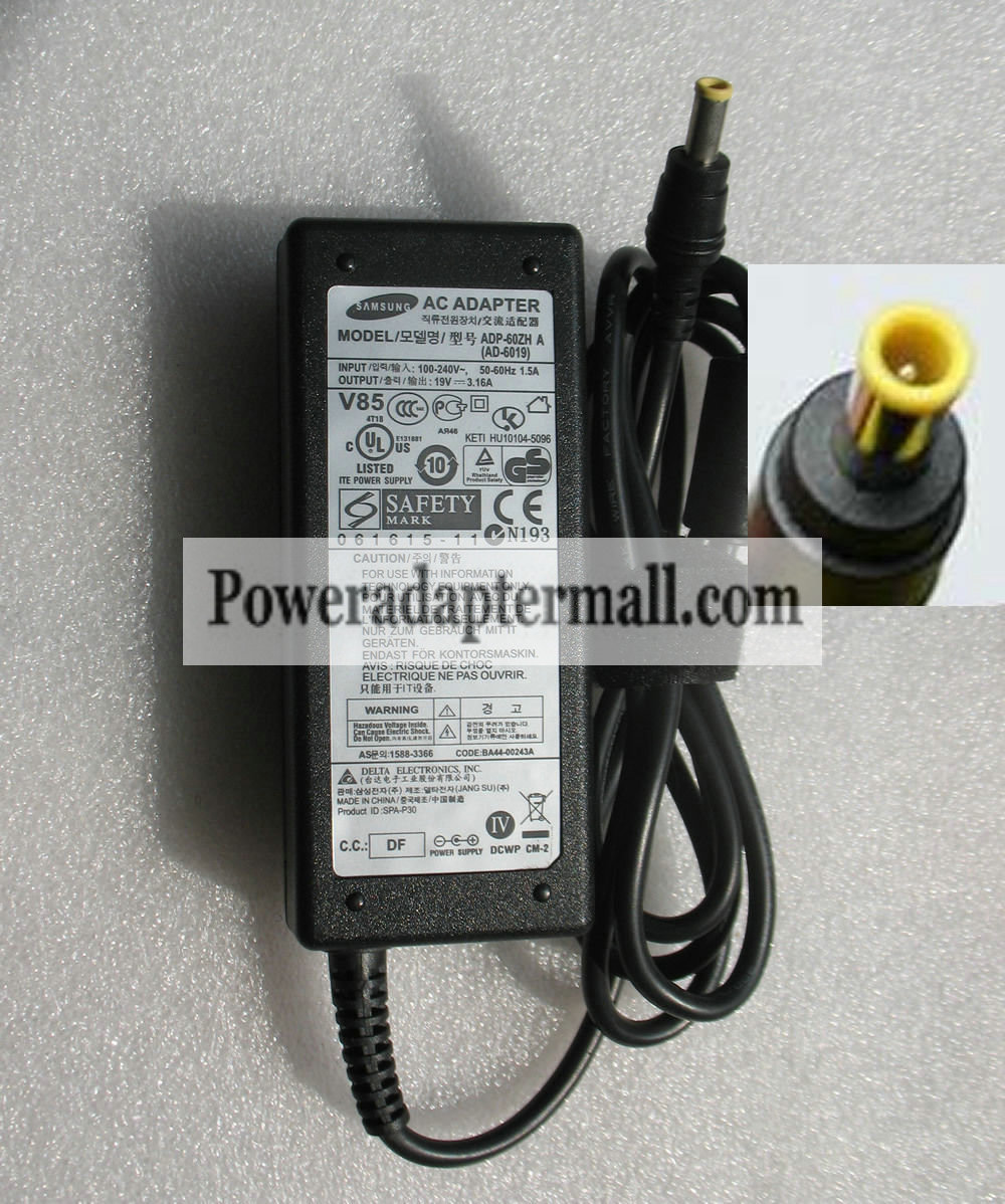 Original SAMSUNG AD-6019 AD-6019P AD-6019C 19V 3.16A AC Adapter Original SAMSUNG AD-6019 AD-6019P AD-6019C 19V 3.16A AC Adapter