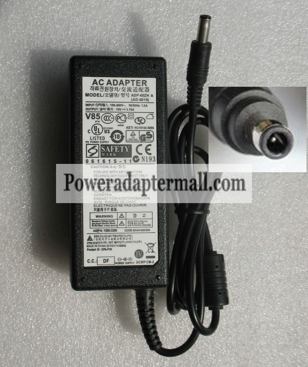 Genuine 19V 3.16A SAMSUNG RF411 NP-RF411 NT-RF411 AC Adapter Genuine 19V 3.16A SAMSUNG RF411 NP-RF411 NT-RF411 AC Adapter