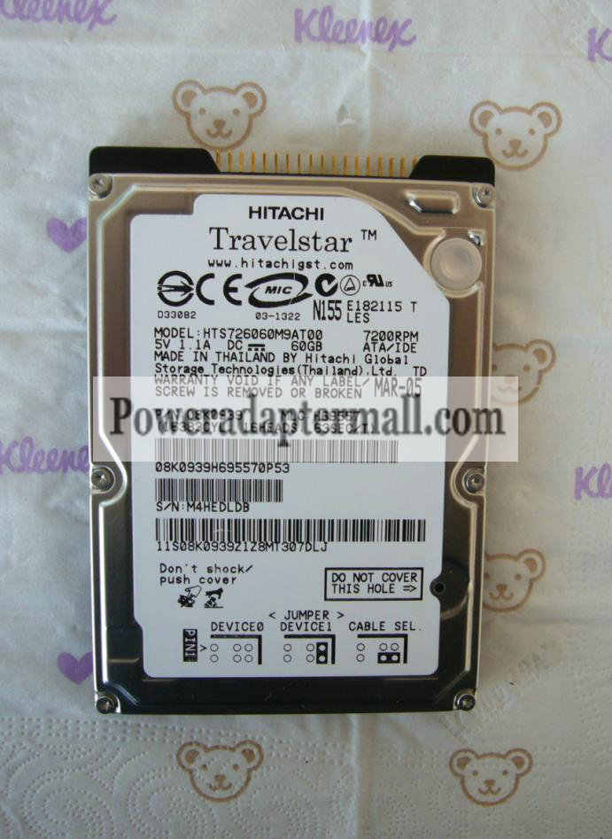 Hitachi 60 GB 7200 RPM IDE Laptop HDD HTS726060M9AT00 Hitachi 60 GB 7200 RPM IDE Laptop HDD HTS726060M9AT00