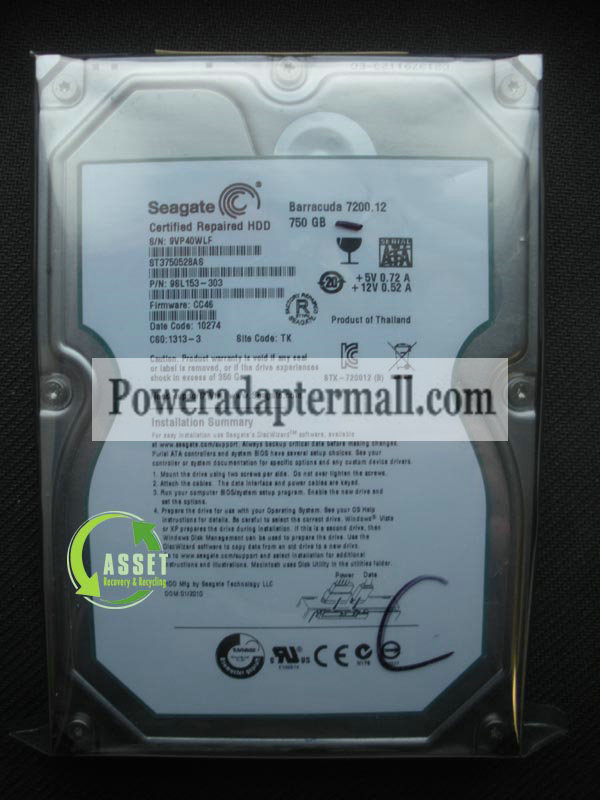Seagate Barricuda ST3750528AS 750GB 7200RPM SATA Hard Drive Seagate Barricuda ST3750528AS 750GB 7200RPM SATA Hard Drive