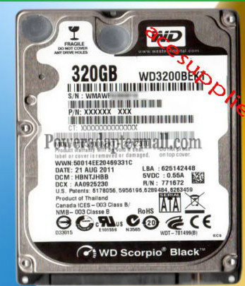 Western Digital WD3200BEKT 2.5"320GB 7200RPM HARD DRIVE Western Digital WD3200BEKT 2.5"320GB 7200RPM HARD DRIVE