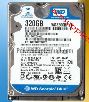 Western Digital WD3200BPVT Hard Drive 2.5" SATA 320GB 9.5mm 8M Western Digital WD3200BPVT Hard Drive 2.5" SATA 320GB 9.5mm 8M