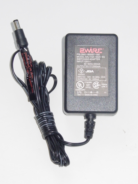 2Wire SAL115A-0525-6G AC Adapter 2900-800007-000 6V 2000mA 2A 2Wire SAL115A-0525-6G AC Adapter 2900-800007-000 6V 2000mA 2A